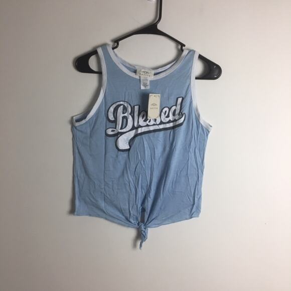 Revive Blessed Front Tie Tank Blue White Medium - Picture 5 of 14